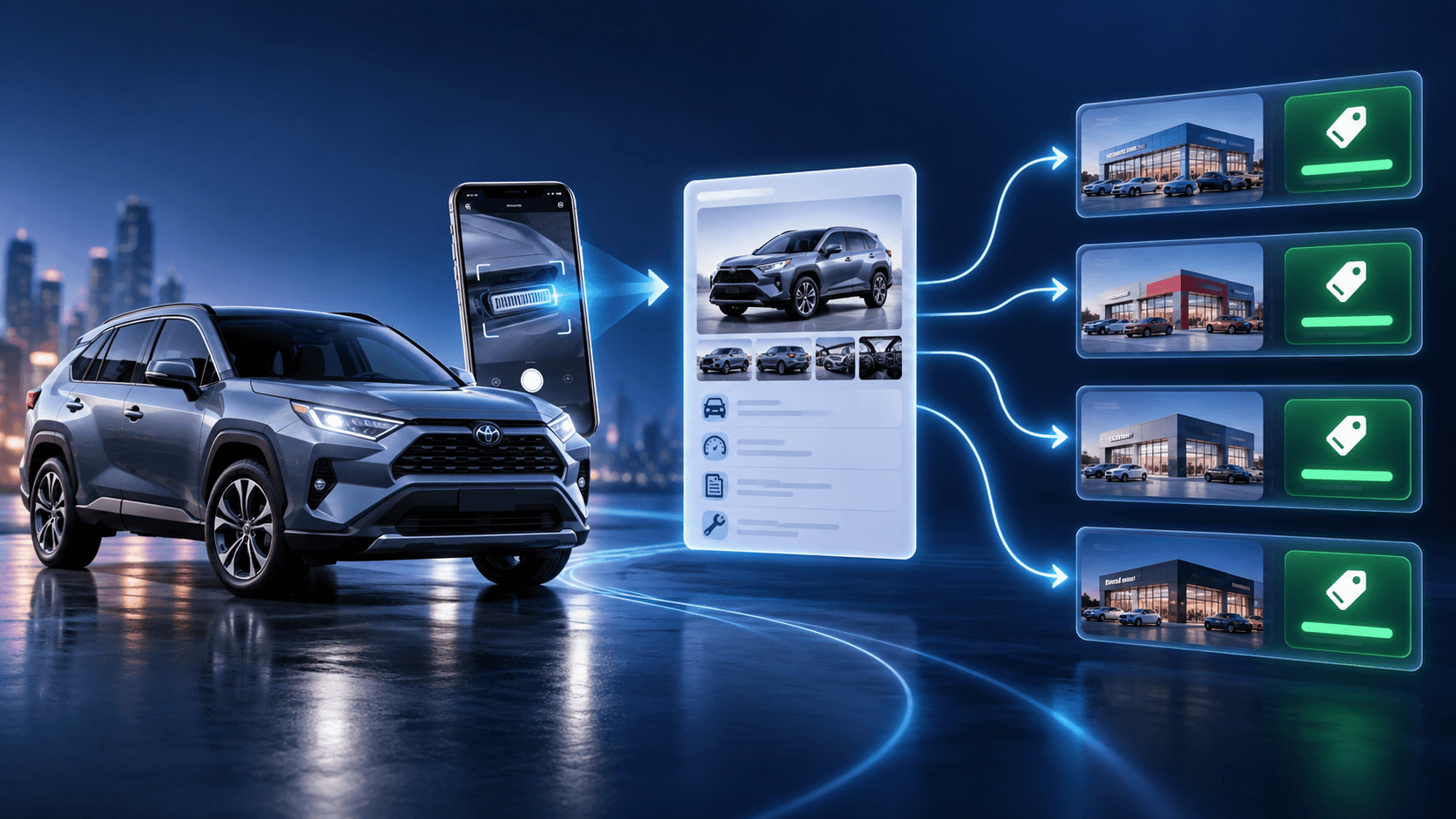 One vehicle profile shared securely with multiple Dealer buyers